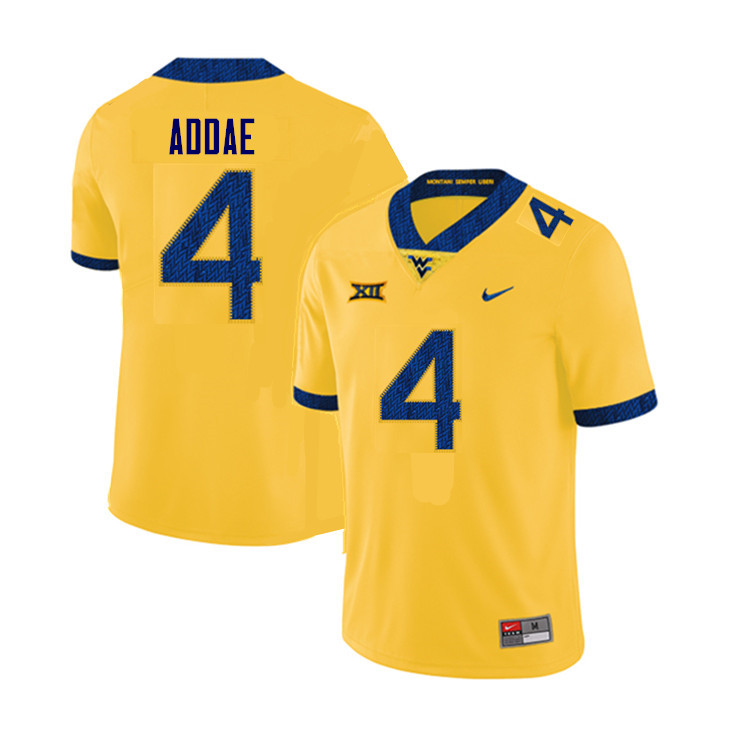 Men #4 Alonzo Addae West Virginia Mountaineers College Football Jerseys Sale-Yellow - Click Image to Close